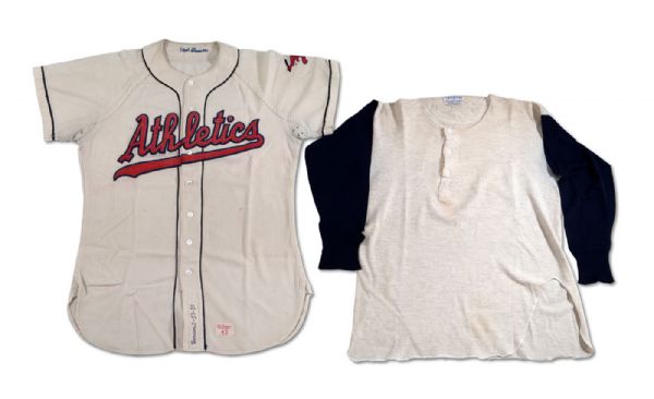 1957 NED GARVER KANSAS CITY ATHLETICS GAME WORN HOME JERSEY (MEARS A9.5, DELBERT MICKEL COLLECTION)