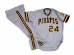1988 BARRY BONDS PITTSBURGH PIRATES GAME WORN ROAD JERSEY AND 1991 PANTS (NSM COLLECTION)