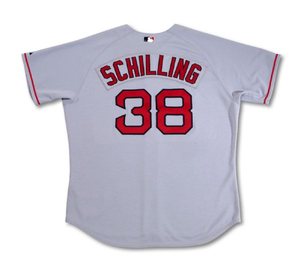 2005 CURT SCHILLING BOSTON RED SOX GAME WORN ROAD JERSEY (NSM COLLECTION)