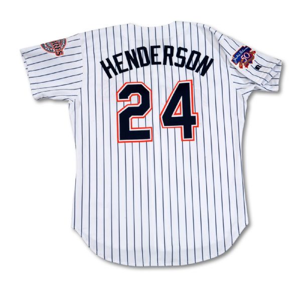 1997 RICKEY HENDERSON SAN DIEGO PADRES GAME WORN HOME JERSEY (NSM COLLECTION)