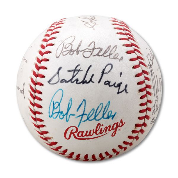 1979 MULTI SIGNED OFFICIAL HOF INDUCTION BASEBALL INCL. SATCHEL PAIGE (NSM COLLECTION)