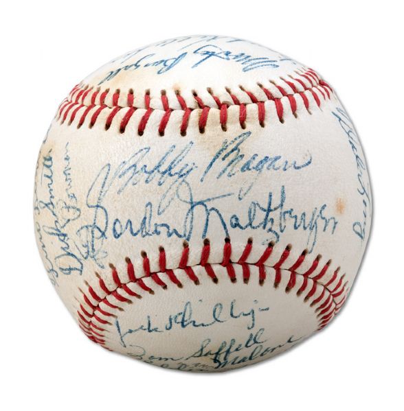1954 PCL HOLLYWOOD STARS TEAM SIGNED BASEBALL (NSM COLLECTION)