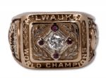 1957 MILWAUKEE BRAVES WORLD CHAMPIONSHIP RING PRESENTED TO COACH JOHNNY RIDDLE