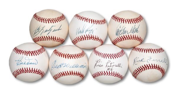 LOT OF (7) BOSTON RED SOX HOFER AND STARS SINGLE SIGNED BASEBALLS INCL. WILLIAMS (NSM COLLECTION)