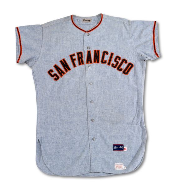 1968 GAYLORD PERRY SAN FRANCISCO GIANTS GAME WORN ROAD JERSEY (NSM COLLECTION)