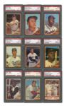 1962 TOPPS BASEBALL COMPLETE SET OF 598 INCLUDING 13 ERROR CARDS AND 59 GREEN TINT 2ND SERIES CARDS WITH ALL KEY CARDS PSA GRADED