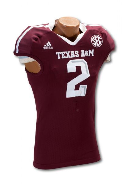2012 JOHNNY MANZIEL TEXAS A&M AGGIES GAME WORN, SIGNED & INSCRIBED HOME JERSEY - WORN 6 GAMES OF HEISMAN SEASON!
