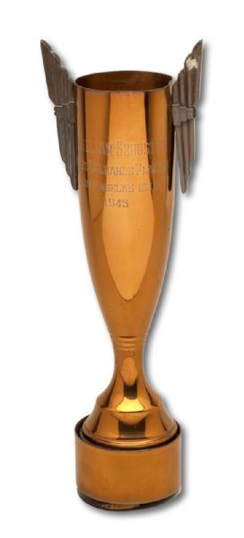 1943 PCL LOS ANGELES ANGELS MOST VALUABLE PLAYER TROPHY PRESENTED TO WILLIAM SCHUSTER (HELMS/LA84 COLLECTION)