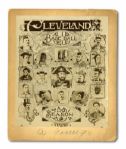 CY YOUNG AUTOGRAPHED 1896 CLEVELAND SPIDERS UNIQUE 7" BY 8-1/2" COMPOSITE TEAM CABINET PHOTO WITH CARICATURES (FROM CY YOUNGS PERSONAL COLLECTION)