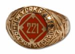 1947 NEW YORK GIANTS 14K GOLD 221 TEAM HOME RUN RECORD RING GIVEN TO BILL RIGNEY