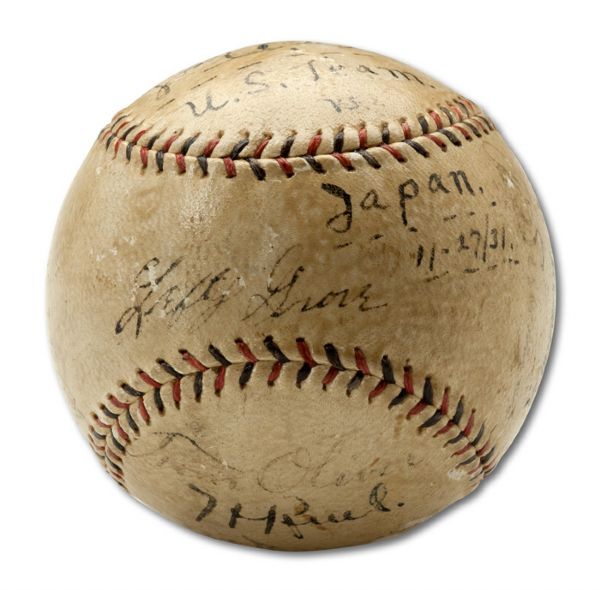 1931 TOUR OF JAPAN TEAM SIGNED BASEBALL (HELMS/LA84 COLLECTION) 