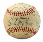 1953 PACIFIC COAST LEAGUE CHAMPION HOLLYWOOD STARS TEAM SIGNED BASEBALL  (HELMS/LA84 COLLECTION) 