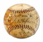 1932 MISSION REDS PACIFIC COAST LEAGUE SIGNED BASEBALL GIVEN TO A 10 YEAR OLD FUTURE PCL HALL OF FAMER JOE BROVIA  (HELMS/LA84 COLLECTION) 