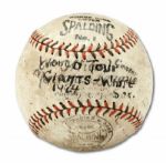 1924 WORLD TOUR BASEBALL SIGNED BY CHICAGO WHITE SOX AND NEW YORK GIANTS TEAMS (HELMS/LA84 COLLECTION)