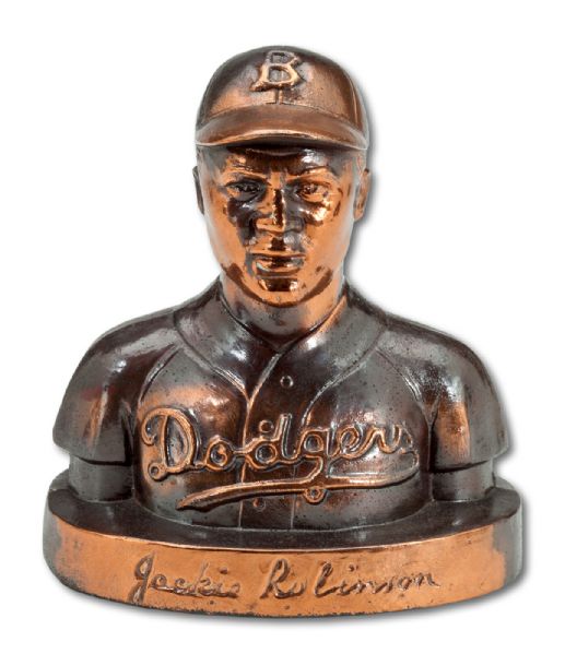 1950 JACKIE ROBINSON BRONZE PLATED COIN BANK (HELMS/LA84 COLLECTION) 