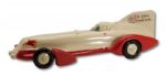 VINTAGE 15" PAINTED WOOD MODEL OF "THE MORMON METEOR", AB JENKINS 1930S RECORD SETTING DUESENBERG RACE CAR (HELMS/LA 84 COLLECTION) 
