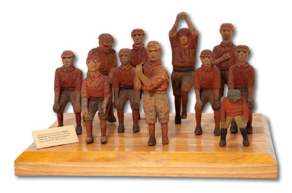 EXTRAORDINARY SET OF (11) 19TH CENTURY FOLK ART CARVED AND PAINTED BASEBALL FIGURES