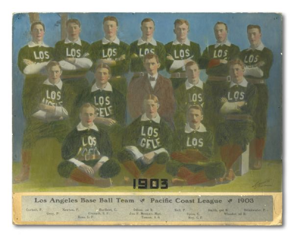 1903, 1906, 1913, AND 1915 LOS ANGELES ANGELS COLORIZED TEAM CABINET PHOTOS (HELMS/LA84 COLLECTION)