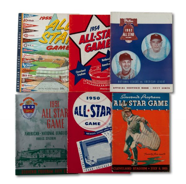 1935, 1950-52, 1954-56, 1959, 1961-67, 1970-80 BASEBALL ALL-STAR GAME PROGRAM LOT OF 25 (HELMS/LA84 COLLECTION)