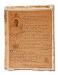 1906 POEM "TO CAPTAIN FRANK CHANCE" WITH HAND DRAWN PORTRAIT AND ARTISTIC EMBELLISHMENTS (HELMS/LA 84 COLLECTION) 