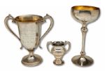 LOT OF (3) 1905-1913 COUNTRY CLUB GOLF TOURNAMENT STERLING SILVER TROPHY CUPS WON BY PAUL M. HUNTER (HELMS/LA84 COLLECTION)