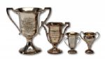 LOT OF (4) 1910-1914 GEORGE W. RETZER JR. (1912 OLYMPIAN) WRESTLING STERLING SILVER TROPHY CUPS (HELMS/LA84 COLLECTION)