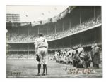 NAT FEIN SPECIALLY INSCRIBED PULITZER PRIZE WINNING PHOTO "THE BABE BOWS OUT" PRINTED FROM FEINS ORIGINAL NEGATIVE