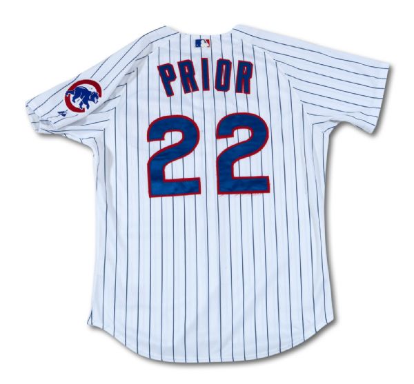 2002 MARK PRIOR CHICAGO CUBS (ROOKIE YEAR) GAME WORN HOME JERSEY (DELBERT MICKEL COLLECTION)
