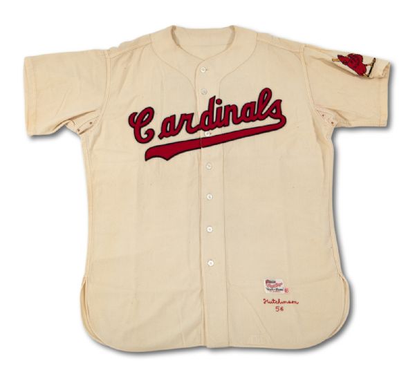 1956 FRED HUTCHINSON ST. LOUIS CARDINALS (ONE YEAR STYLE) GAME WORN HOME JERSEY (DELBERT MICKEL COLLECTION)