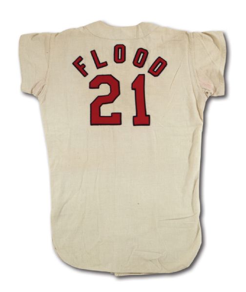 1963 CURT FLOOD ST. LOUIS CARDINALS GAME WORN HOME JERSEY (MEARS A10, DELBERT MICKEL COLLECTION)