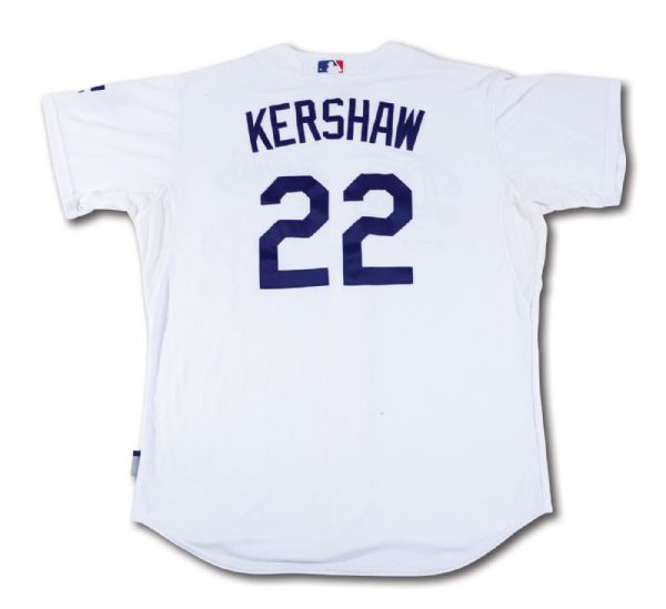 2010 CLAYTON KERSHAW LOS ANGELES DODGERS GAME WORN HOME JERSEY (STEINER COA, MEARS A10)