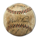 EXQUISITE 1930 NEW YORK YANKEES TEAM SIGNED ONL (HEYDLER) BASEBALL WITH 18 AUTOGRAPHS INCL. RUTH & GEHRIG (MLB PLAYER PROVENANCE)