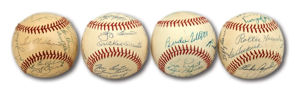 LOT OF (4) MULTI-SIGNED BASEBALLS INCL. 1947 RED SOX AND 1962 YANKEES TEAM BALLS (JOHNNY MURPHY COLLECTION)