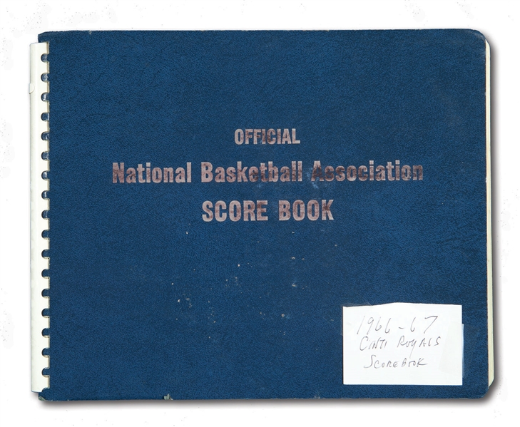 RARE 1966-67 CINCINNATI ROYALS NBA OFFICIAL SCORE BOOK COMPLETE WITH ALL 42 HOME GAMES (OSCAR ROBERTSON VS. WILT, RUSSELL, WEST & MORE) - SOURCED FROM TEAM SCOREKEEPER (1 OF 1)