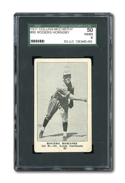 1917 COLLINS-MCCARTHY #80 ROGERS HORNSBY ROOKIE VG-EX SGC 50