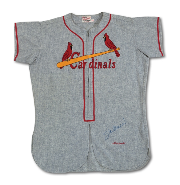 1954 STAN MUSIAL AUTOGRAPHED ST. LOUIS CARDINALS GAME WORN ROAD JERSEY