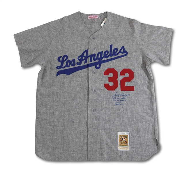 SANDY KOUFAX AUTOGRAPHED AND INSCRIBED (LE #17/32) LOS ANGELES DODGERS REPLICA ROAD JERSEY