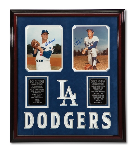 SANDY KOUFAX AND DON DRYSDALE AUTOGRAPHED PHOTOS IN FRAMED DISPLAY