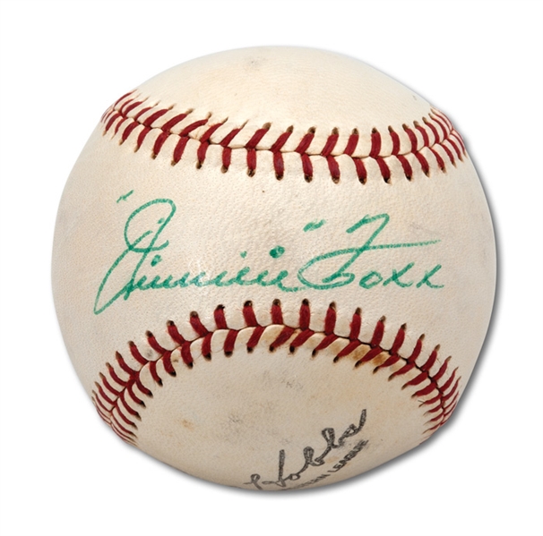 1950’S JIMMIE FOXX SINGLE SIGNED BASEBALL PSA/DNA NM-MT+ 8.5 - HIGHEST GRADED EXAMPLE
