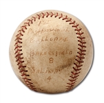 DON DRYSDALES 1954 GAME USED BASEBALL FROM HIS PROFESSIONAL DEBUT WITH CLASS C BAKERSFIELD INDIANS (DRYSDALE COLLECTION)