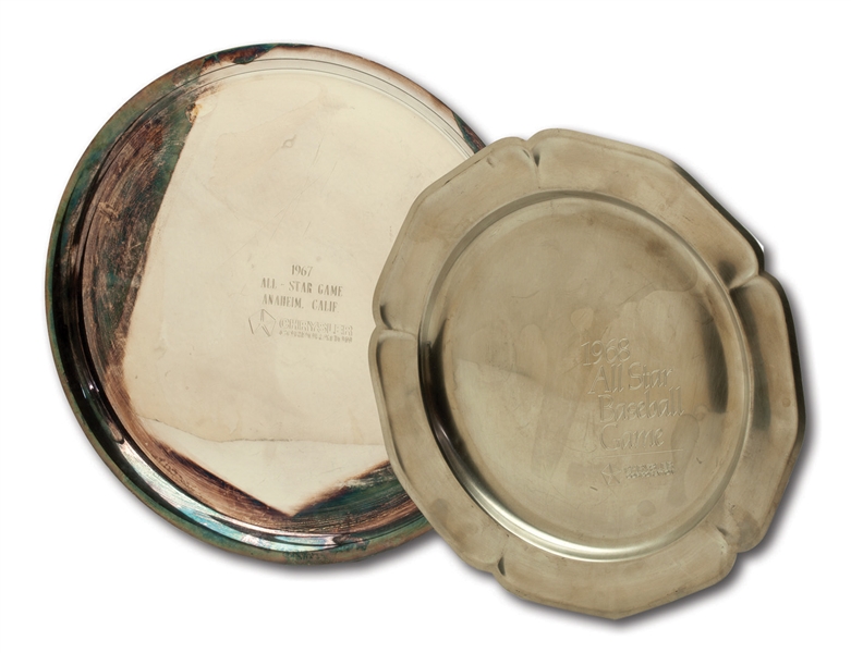 DON DRYSDALES PAIR OF 1967 AND 1968 MLB ALL-STAR GAME PARTICIPATORY AWARD SERVING TRAYS (DRYSDALE COLLECTION)