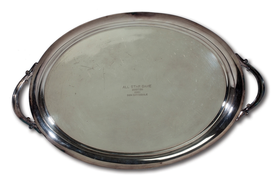 DON DRYSDALES 1961 MLB ALL-STAR GAME PARTICIPATORY AWARD SERVING TRAY (DRYSDALE COLLECTION)