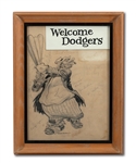 DON DRYSDALES CIRCA 1950S WILLARD MULLIN ORIGINAL ARTWORK OF BROOKLYN BUM SIGNED BY SEVERAL DODGERS (DRYSDALE COLLECTION)