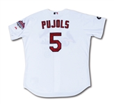 2007 ALBERT PUJOLS SIGNED & INSCRIBED ST. LOUIS CARDINALS GAME WORN HOME JERSEY WITH 2006 WORLD SERIES PATCH
