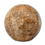 1911 ADDIE JOSS DAY GAME USED BASEBALL AUTOGRAPHED BY 19 INCL. JOE JACKSON