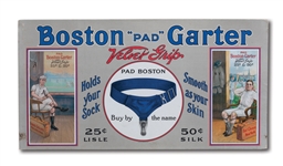 1912 BOSTON GARTER ADVERTISING SIGN FEATURING EDDIE COLLINS AND HAL CHASE