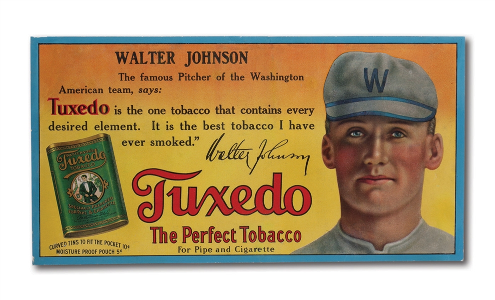 C.1910 WALTER JOHNSON TUXEDO TOBACCO ADVERTISING SIGN