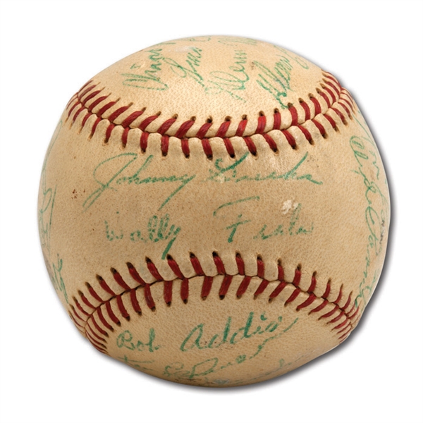 DON DRYSDALES 1955 MONTREAL ROYALS INTERNATIONAL LEAGUE (AAA) CHAMPION TEAM SIGNED BASEBALL (DRYSDALE COLLECTION)