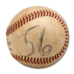 DON DRYSDALES 6/8/1968 GAME USED BASEBALL FROM GAME HE SET MLB RECORD WITH 58 2/3 CONSECUTIVE SCORELESS INNINGS STREAK (DRYSDALE COLLECTION)