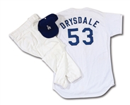 DON DRYSDALES EARLY-MID 1980S LOS ANGELES DODGERS COACHS WORN UNIFORM WITH JERSEY, PANTS & CAP (DRYSDALE COLLECTION)
